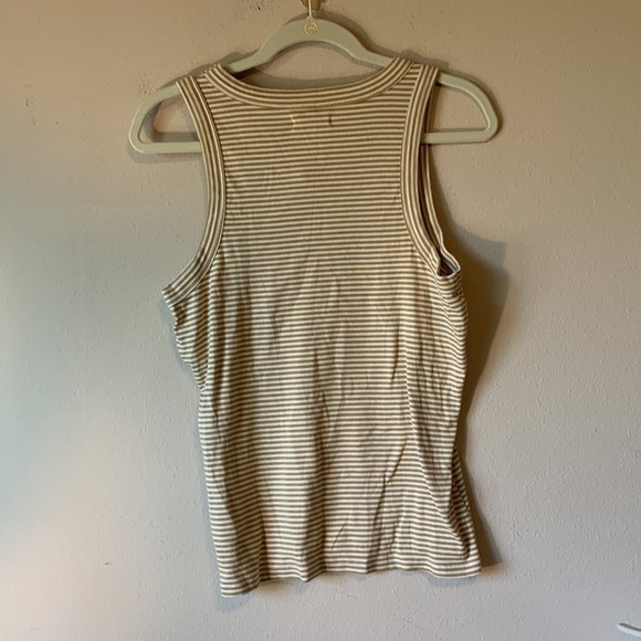 Madewell Brightside Striped Sleeveless Racerback Top Cotton Size XL Tan & White - Picture 9 of 11